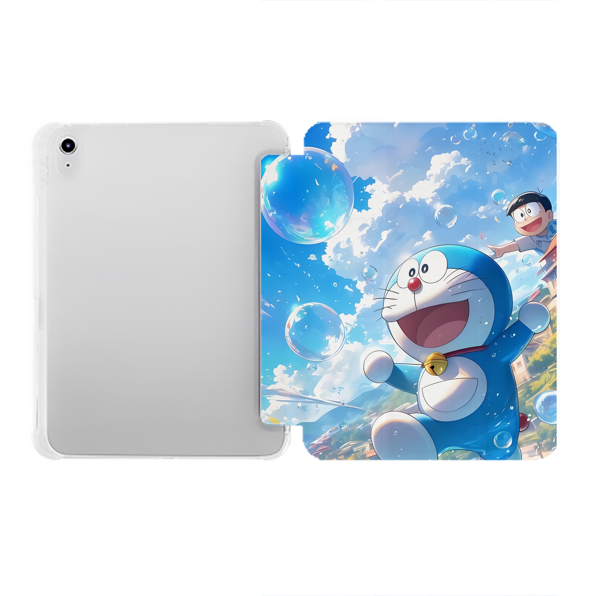 （画像用） ドラえもん Doraemon IPad ケース ペン収納付き 三つ折りスタンド PUレザー×シリコン 対応機種9.5/10.5/10.9インチ
